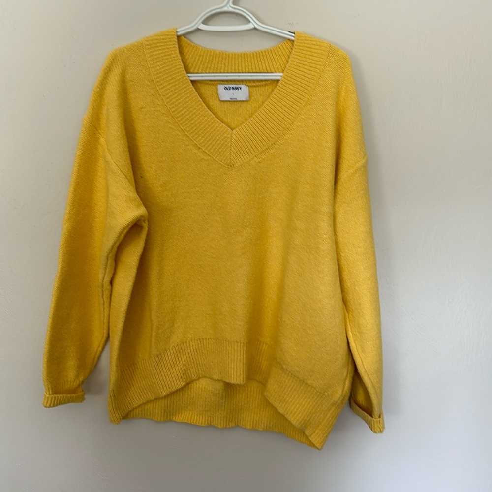 Old Navy Yellow V Neck Pullover Sweater
